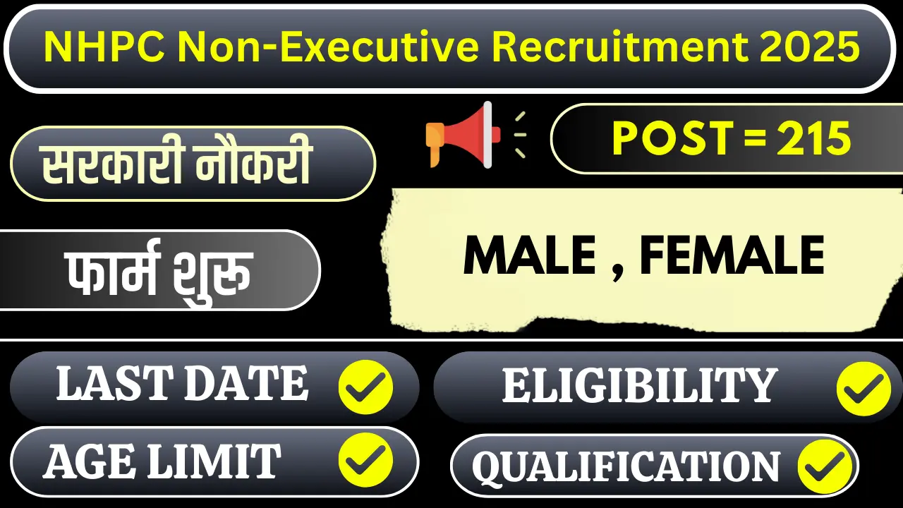 NHPC Non-Executive Recruitment 2025: Notification Out, Apply Online from September 2