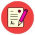 Offline Forms Bright red background with a white document icon and a purple pen, representing application or job forms.