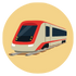 Modern train arriving at station with sleek design and vibrant colors, representing transportation and travel opportunities.