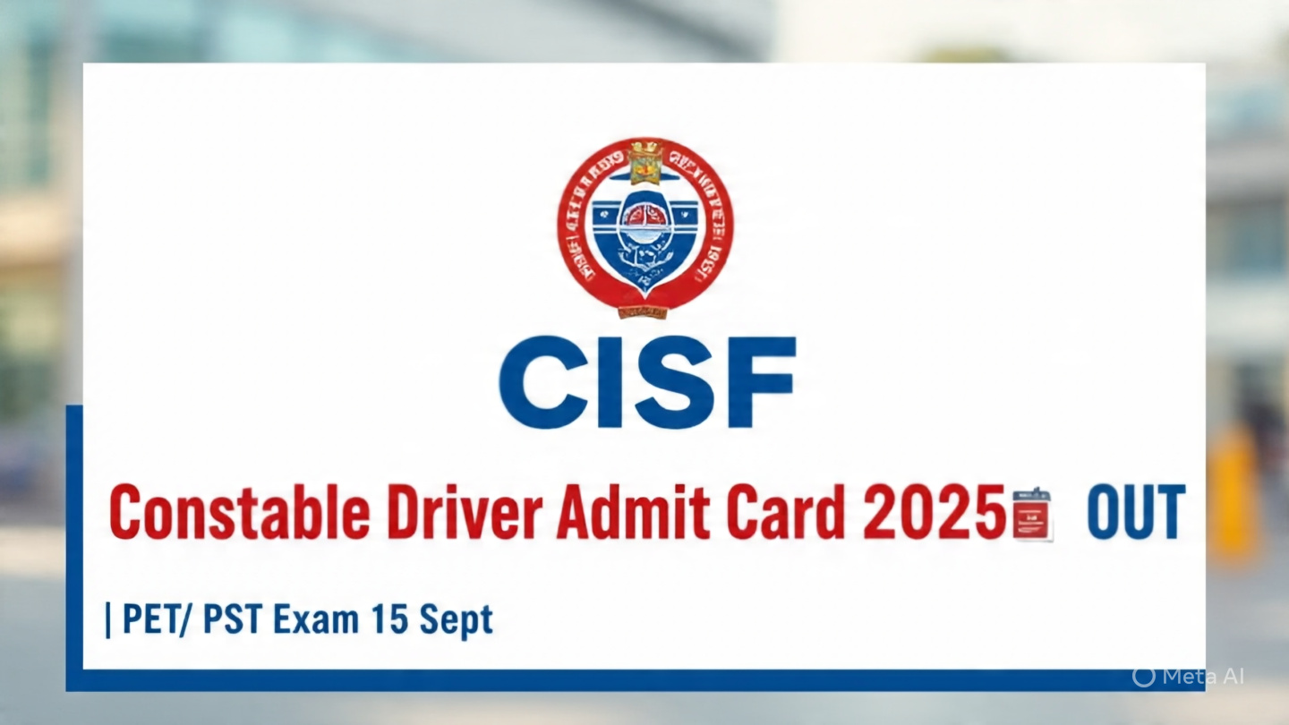“CISF Constable Driver PET PST Admit Card 2025 Download – 1124 Vacancy Exam Date”